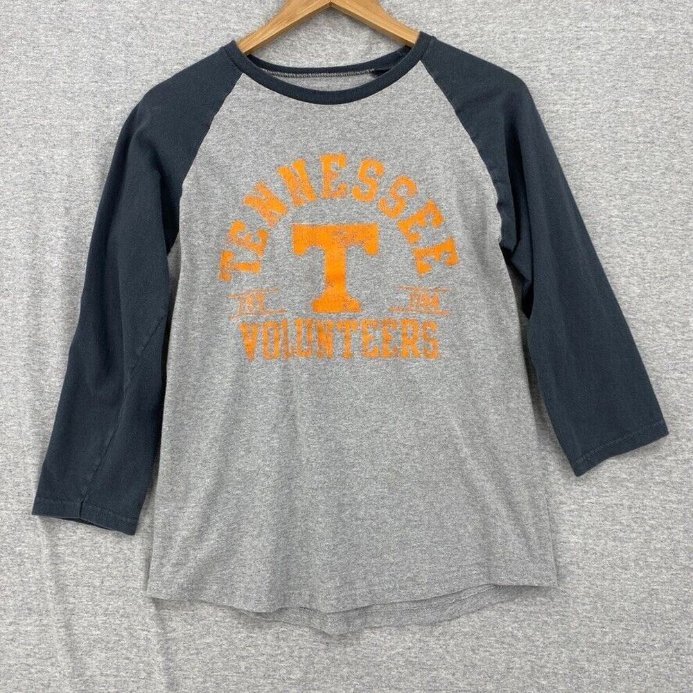 Pro Edge Shirt Womens Medium Gray Black Raglan Sleeve Tennessee Volunteers
